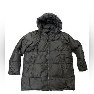 Suzy Shier Black Hooded Puffer Coat, oversized, Size Small